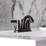 NuvoFusion Double-Handle 3-Hole Deck Mount 4-Inch Centerset Bathroom Faucet with Pop-Up Drain