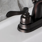 NuWave French Double-Handle 3-Hole Deck Mount 4-Inch Centerset Bathroom Faucet with Pop-Up Drain