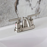 Manhattan Double-Handle 3-Hole Deck Mount 4-Inch Centerset Bathroom Faucet with Pop-Up Drain