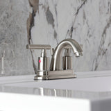 Manhattan Double-Handle 3-Hole Deck Mount 4-Inch Centerset Bathroom Faucet with Pop-Up Drain