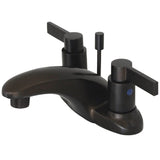 NuvoFusion Double-Handle 3-Hole Deck Mount 4-Inch Centerset Bathroom Faucet with Pop-Up Drain