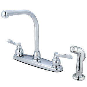 NuWave French Two-Handle 4-Hole 8" Centerset Kitchen Faucet with Side Sprayer