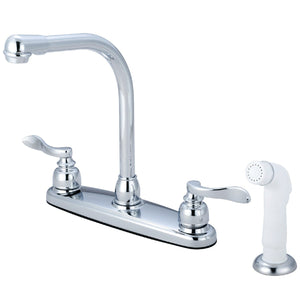 NuWave French Two-Handle 4-Hole 8" Centerset Kitchen Faucet with Side Sprayer