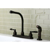 NuWave French Two-Handle 4-Hole 8" Centerset Kitchen Faucet with Side Sprayer