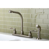 NuWave French Two-Handle 4-Hole 8" Centerset Kitchen Faucet with Side Sprayer