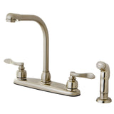 NuWave French Two-Handle 4-Hole 8" Centerset Kitchen Faucet with Side Sprayer