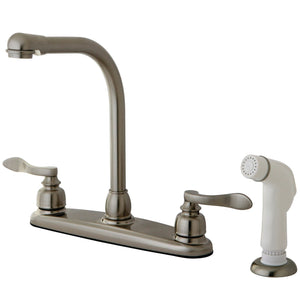 NuWave French Two-Handle 4-Hole 8" Centerset Kitchen Faucet with Side Sprayer