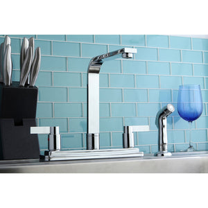 NuvoFusion Two-Handle 4-Hole 8" Centerset Kitchen Faucet with Side Sprayer