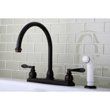 NuWave French Two-Handle 4-Hole 8" Centerset Kitchen Faucet with Side Sprayer