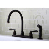 NuWave French Two-Handle 4-Hole 8" Centerset Kitchen Faucet with Side Sprayer