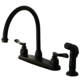 NuWave French Two-Handle 4-Hole 8" Centerset Kitchen Faucet with Side Sprayer