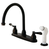 NuWave French Two-Handle 4-Hole 8" Centerset Kitchen Faucet with Side Sprayer