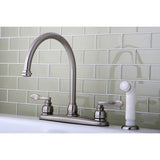 NuWave French Two-Handle 4-Hole 8" Centerset Kitchen Faucet with Side Sprayer