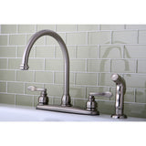 NuWave French Two-Handle 4-Hole 8" Centerset Kitchen Faucet with Side Sprayer