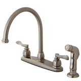 NuWave French Two-Handle 4-Hole 8" Centerset Kitchen Faucet with Side Sprayer