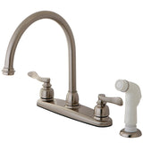 NuWave French Two-Handle 4-Hole 8" Centerset Kitchen Faucet with Side Sprayer