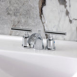 Manhattan Two-Handle 3-Hole Deck Mount Mini-Widespread Bathroom Faucet with Pop-Up Drain