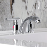 Manhattan Two-Handle 3-Hole Deck Mount Mini-Widespread Bathroom Faucet with Pop-Up Drain