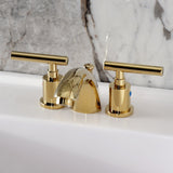 Manhattan Two-Handle 3-Hole Deck Mount Mini-Widespread Bathroom Faucet with Pop-Up Drain