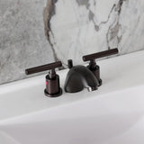 Manhattan Two-Handle 3-Hole Deck Mount Mini-Widespread Bathroom Faucet with Pop-Up Drain