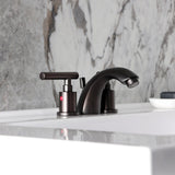 Manhattan Two-Handle 3-Hole Deck Mount Mini-Widespread Bathroom Faucet with Pop-Up Drain