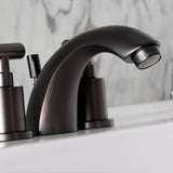 Manhattan Two-Handle 3-Hole Deck Mount Mini-Widespread Bathroom Faucet with Pop-Up Drain