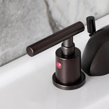 Manhattan Two-Handle 3-Hole Deck Mount Mini-Widespread Bathroom Faucet with Pop-Up Drain