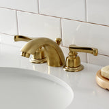 Royale Two-Handle 3-Hole Deck Mount Mini-Widespread Bathroom Faucet with Pop-Up Drain