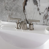 Manhattan Two-Handle 3-Hole Deck Mount Mini-Widespread Bathroom Faucet with Pop-Up Drain