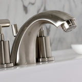 Manhattan Two-Handle 3-Hole Deck Mount Mini-Widespread Bathroom Faucet with Pop-Up Drain