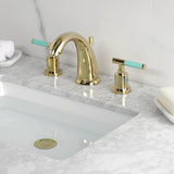 Kaiser Two-Handle 3-Hole Deck Mount Widespread Bathroom Faucet with Retail Pop-Up Drain