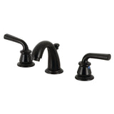 Restoration Two-Handle 3-Hole Deck Mount Widespread Bathroom Faucet with Retail Pop-Up Drain