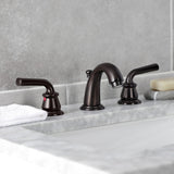 Restoration Two-Handle 3-Hole Deck Mount Widespread Bathroom Faucet with Retail Pop-Up Drain