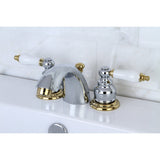 Victorian Two-Handle 3-Hole Deck Mount Mini-Widespread Bathroom Faucet with Pop-Up Drain