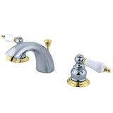 Victorian Two-Handle 3-Hole Deck Mount Mini-Widespread Bathroom Faucet with Pop-Up Drain