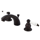 Victorian Two-Handle 3-Hole Deck Mount Mini-Widespread Bathroom Faucet with Pop-Up Drain