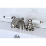 Victorian Two-Handle 3-Hole Deck Mount Mini-Widespread Bathroom Faucet with Pop-Up Drain