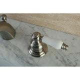 Victorian Two-Handle 3-Hole Deck Mount Mini-Widespread Bathroom Faucet with Pop-Up Drain