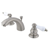 Victorian Two-Handle 3-Hole Deck Mount Mini-Widespread Bathroom Faucet with Pop-Up Drain