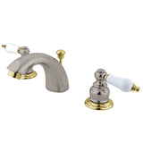 Victorian Two-Handle 3-Hole Deck Mount Mini-Widespread Bathroom Faucet with Pop-Up Drain