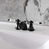 American Patriot Two-Handle 3-Hole Deck Mount Mini-Widespread Bathroom Faucet with Plastic Pop-Up