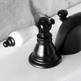 American Patriot Two-Handle 3-Hole Deck Mount Mini-Widespread Bathroom Faucet with Plastic Pop-Up