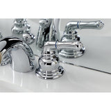 Victorian Two-Handle 3-Hole Deck Mount Mini-Widespread Bathroom Faucet with Brass Pop-Up