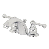 Naples Two-Handle 3-Hole Deck Mount Mini-Widespread Bathroom Faucet with Pop-Up Drain