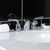 Restoration Two-Handle 3-Hole Deck Mount Mini-Widespread Bathroom Faucet with Pop-Up Drain