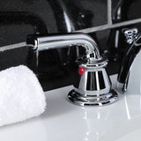 Restoration Two-Handle 3-Hole Deck Mount Mini-Widespread Bathroom Faucet with Pop-Up Drain