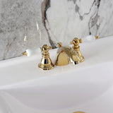 American Patriot Two-Handle 3-Hole Deck Mount Mini-Widespread Bathroom Faucet with Plastic Pop-Up