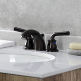 Restoration Two-Handle 3-Hole Deck Mount Mini-Widespread Bathroom Faucet with Pop-Up Drain