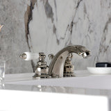 Victorian Two-Handle 3-Hole Deck Mount Mini-Widespread Bathroom Faucet with Pop-Up Drain