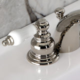 Victorian Two-Handle 3-Hole Deck Mount Mini-Widespread Bathroom Faucet with Pop-Up Drain